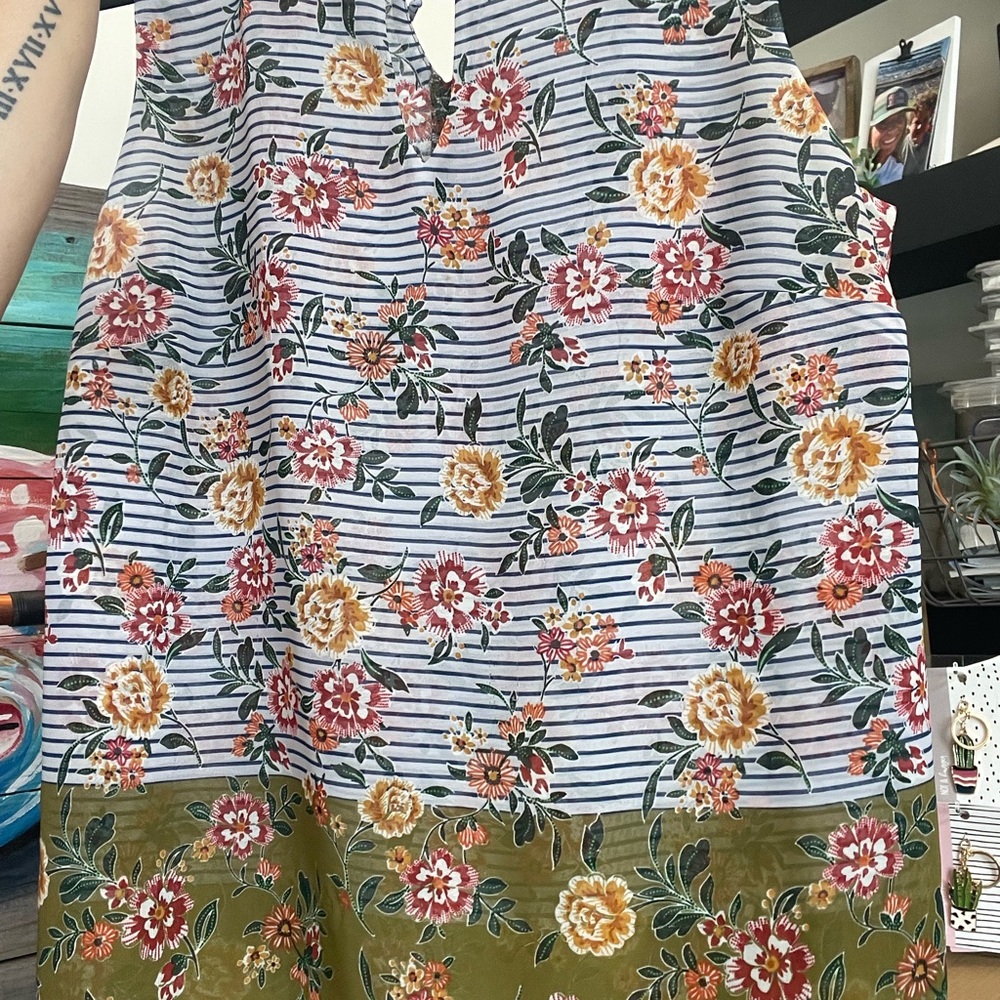 CAbi Floral Striped Tank Top - Multicolor